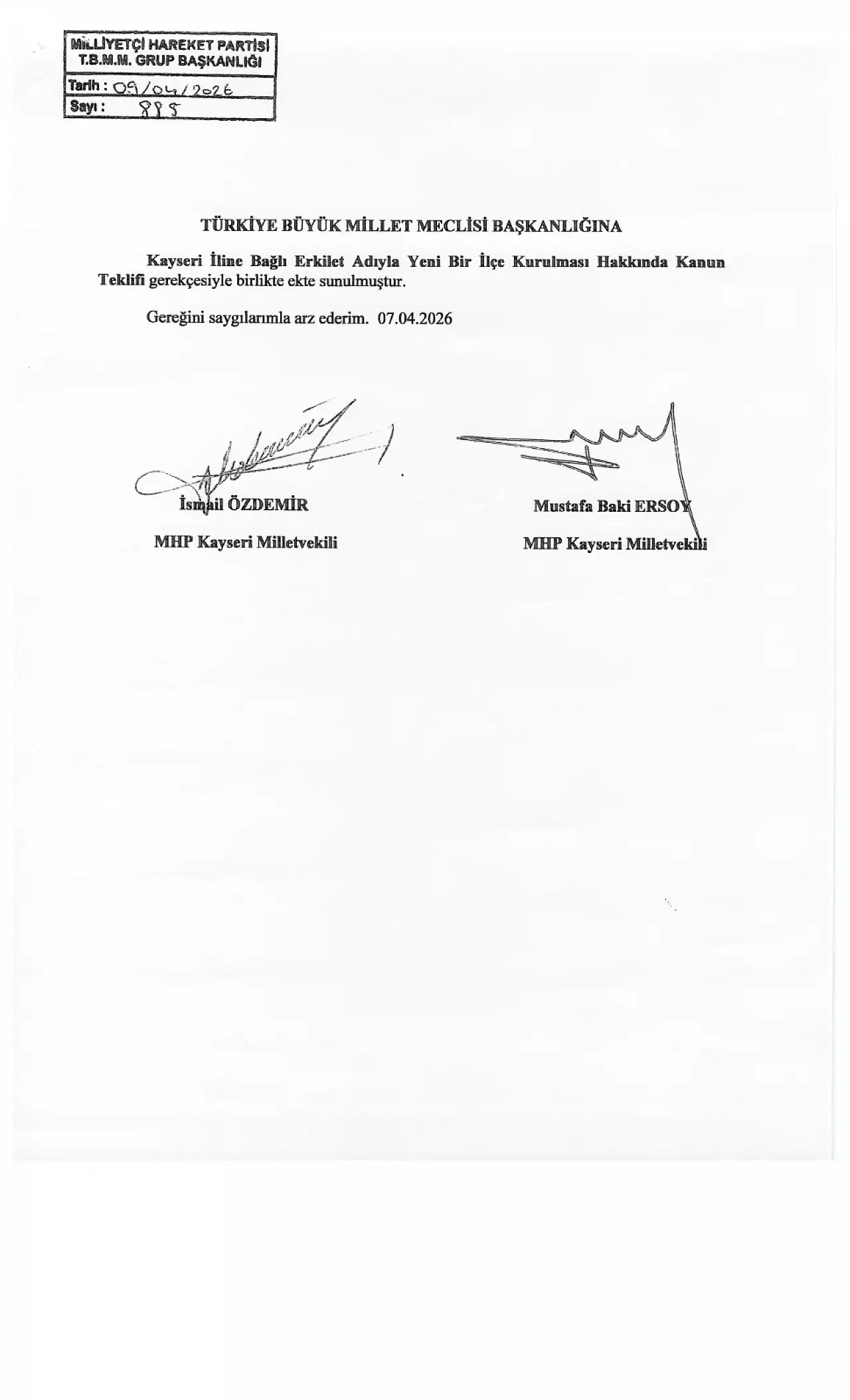 MHP'den Gesi ve Erkilet hamlesi