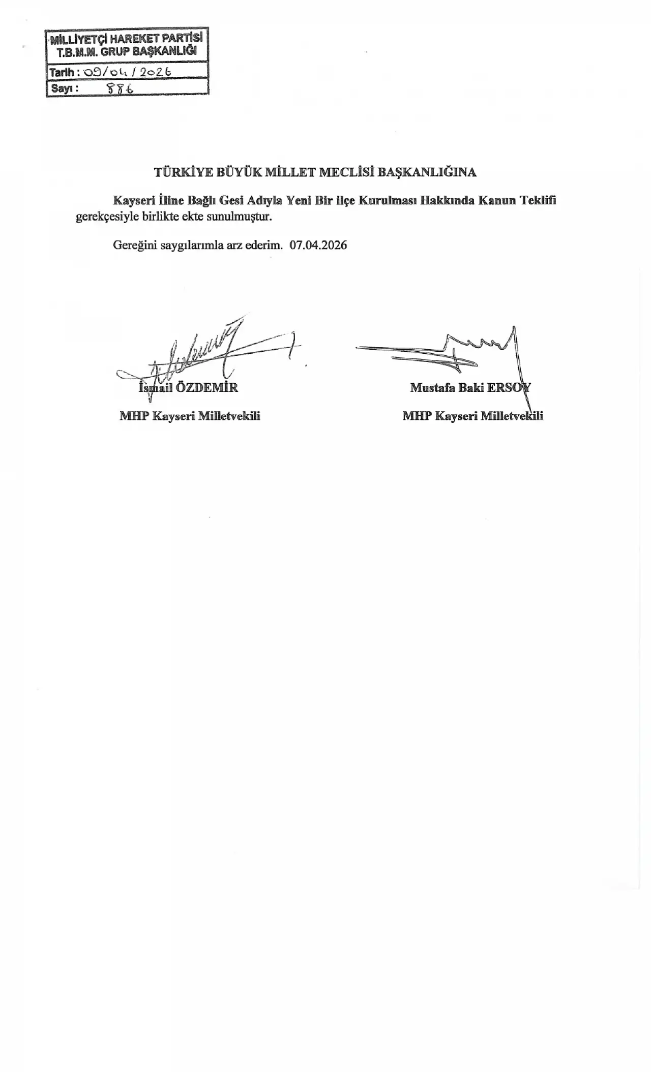 MHP'den Gesi ve Erkilet hamlesi