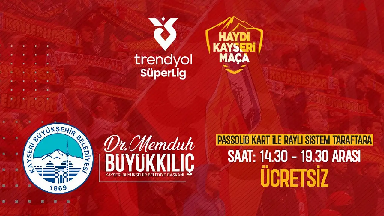Kayserispor taraftarına ücretsiz tramvay desteği