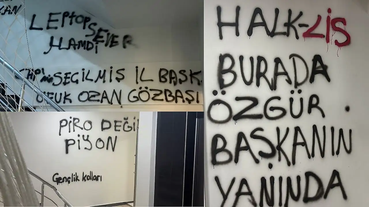 CHP Kayseri'de sular durulmuyor! İl binasının duvarları yazılarla dolduruldu