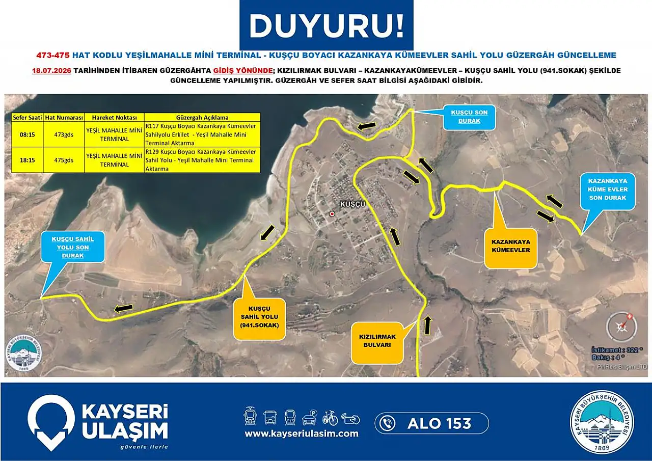 Kayseri'de toplu ulaşımda güzergah ve sefer saatleri güncellendi
