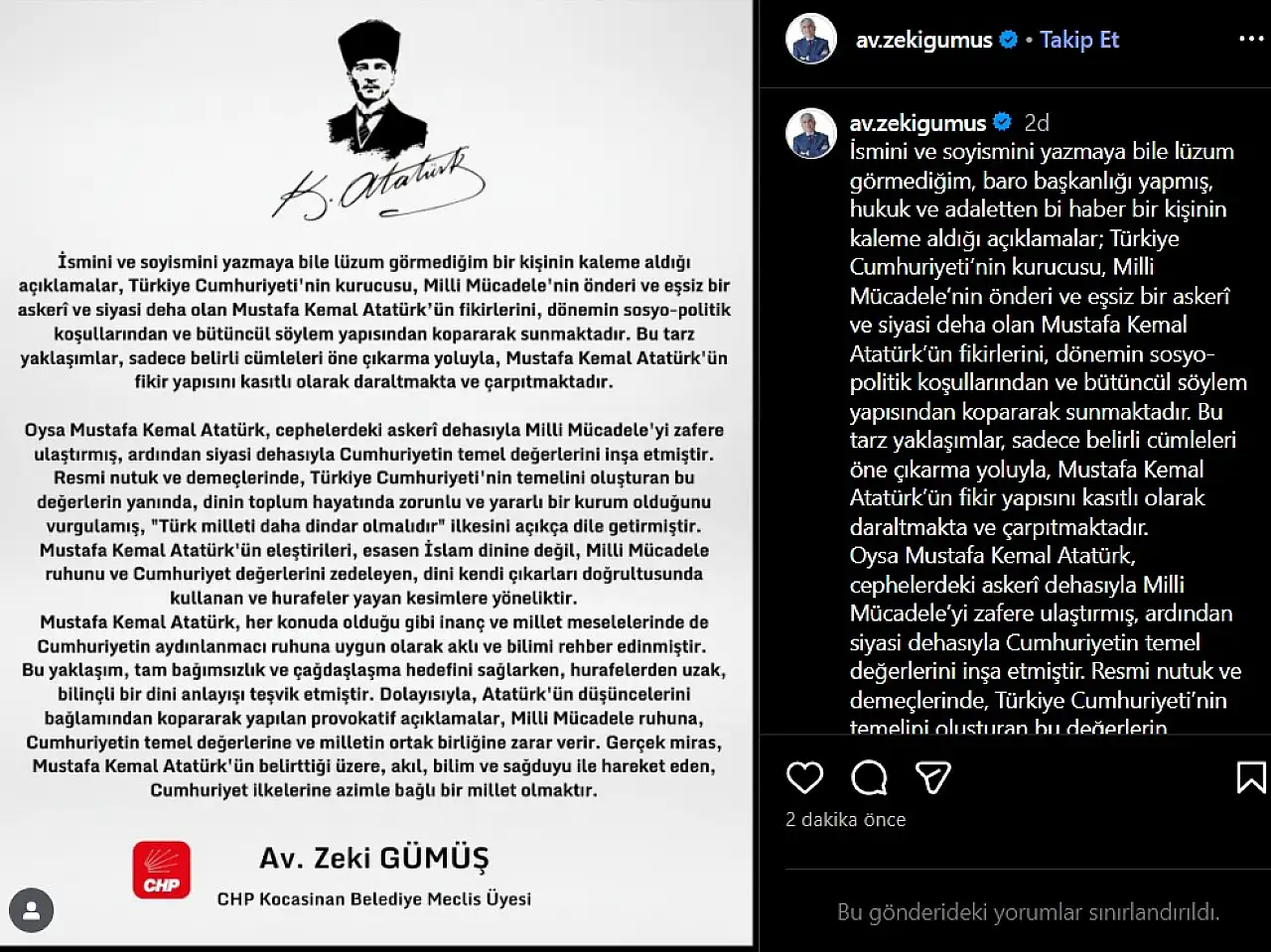 CHP'li Gümüş'ten Konaç'a tepki: Atatürk'ün fikir yapısını kasıtlı olarak çarpıtmaktadır