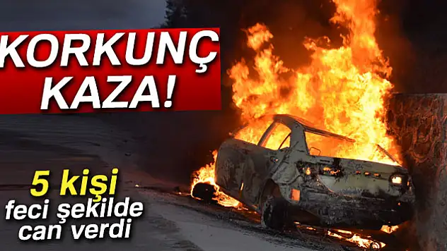 Alev topuna dönen otomobilde5 kişi feci şekilde can verdi