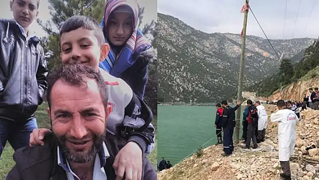 Baba ve iki oğlunun cenazeleri, 30 metreden çıkarılmaya çalışılıyor