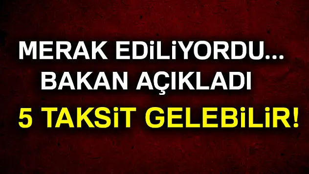 Bakan açıkladı! 5 taksit gelebilir