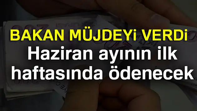 Bakan açıkladı! Haziran ayının ilk haftasında ödenecek