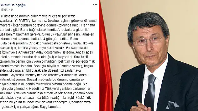 Halaçoğlu: Küskünlük yok, mücadeleye devam