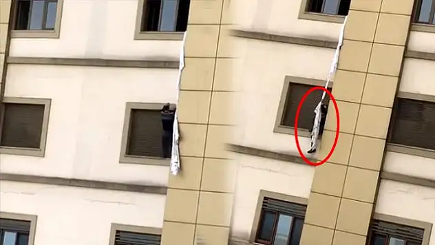 HASTANEDEN KAÇMAK İSTEYEN VATANDAŞ HAVADA ASILI KALDI