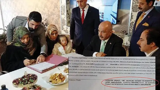 Hediye evin sözleşmesinde 'Şehidin kanı ile ödenmiştir' ibaresi