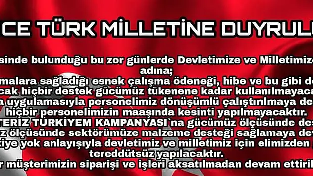 IŞIK DEKORASYON'DAN 'BİZ BİZE YETERİZ TÜRKİYEM' KAMPANYASINA DESTEK!