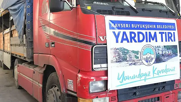 KAYSERİ BÜYÜKŞEHİR'DEN KASTAMONU'YA BİR TIR DOLUSU YARDIM