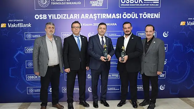 Kayseri OSB'ye 2025 OSB Yıldızları Ödül Töreni'nde ödül