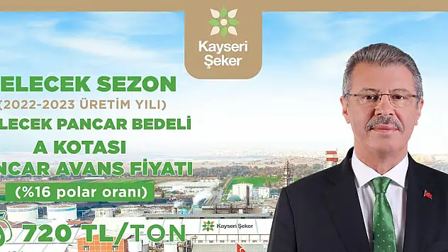 KAYSERİ ŞEKER ÇİFTÇİNİN YÜZÜNÜ GÜLDÜRDÜ