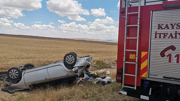 KAYSERİ'DE OTOMOBİL ŞARAMPOLE DEVRİLDİ: 1 ÖLÜ, 1 YARALI