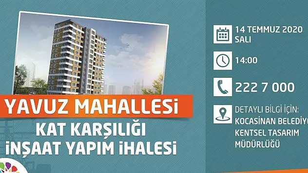 KOCASİNAN'DA KENTSEL DÖNÜŞÜM İHALESİ YAPILACAK