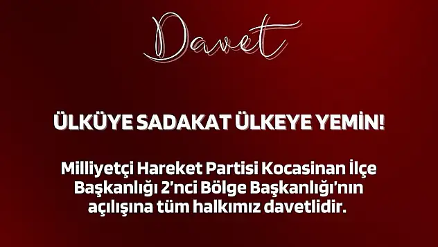 MHP Kocasinan'da 2'nci Bölge Başkanlığı açılıyor