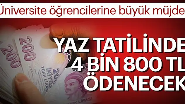 Öğrencilere 3 Aylık Yaz Tatilinde 4 Bin 800 TL Ödenecek