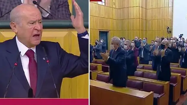 PARTİ GRUBUNDA KONUŞAN BAHÇELİ'NİN HDP'YE YÖNELİK SÖZLERİ SALONU AYAĞA KALDIRDI