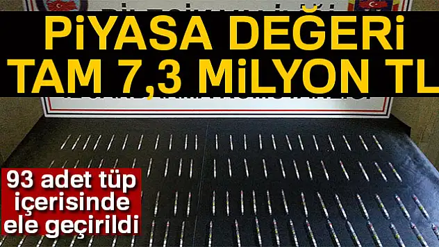Piyasa değeri tam 7,3 milyon TL! 93 adet tüp ele geçirildi