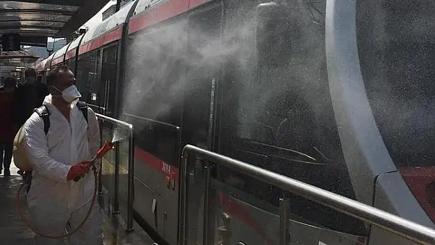 RAYLI SİSTEMDE 13 BİN 279 LİTRE DEZENFEKTAN KULLANILDI