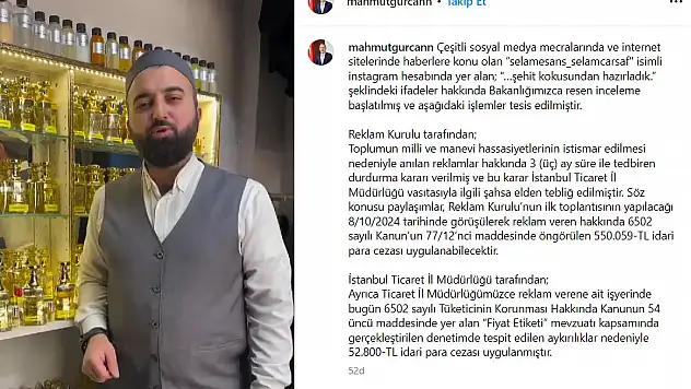 'ŞEHIT KOKUSUNDAN PARFÜM' REKLAMINA BAKANLIKTAN BÜYÜK CEZA