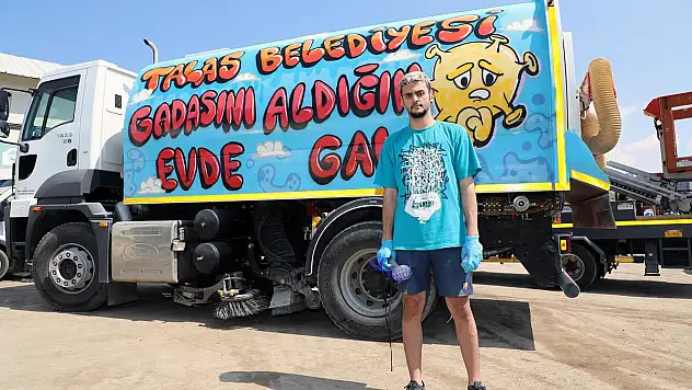 TALAS BELEDİYESİ'NİN, TEMİZLİK ARAÇLARINDA GÜLDÜREN UYARI