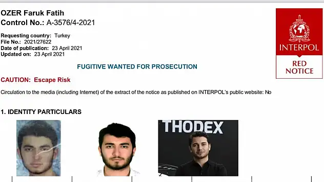 THODEX'İN KURUCUSU FARUK FATİH ÖZER İÇİN KIRMIZI BÜLTEN ÇIKARILDI