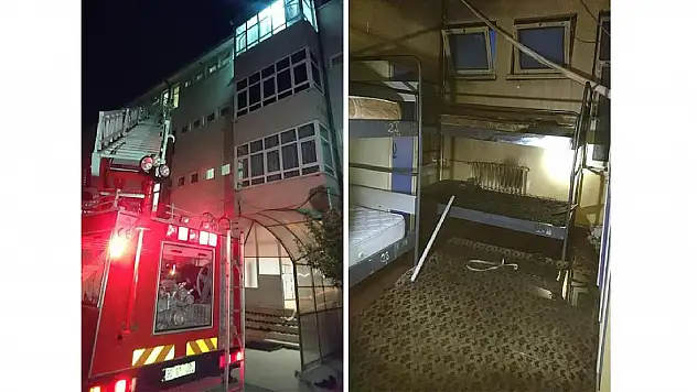 Tomarza'da erkek öğrenci yurdunda yangın