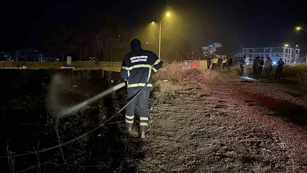 Yangında alevlerin arasında kalan kaplumbağayı polis ekipleri kurtardı