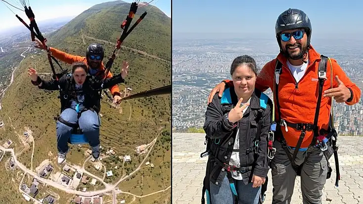 Down sendromlu Zekiye'nin yamaç paraşütü hayali gerçek oldu