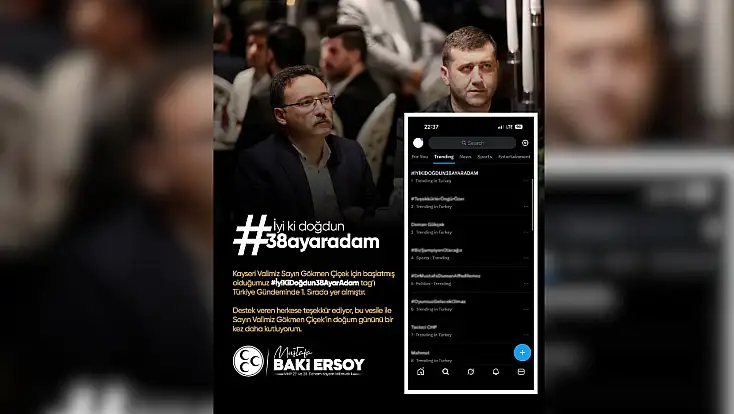 Vekil Ersoy’un paylaştığı #İyiKiDoğdun38AyarAdam etiketi X gündeminde
