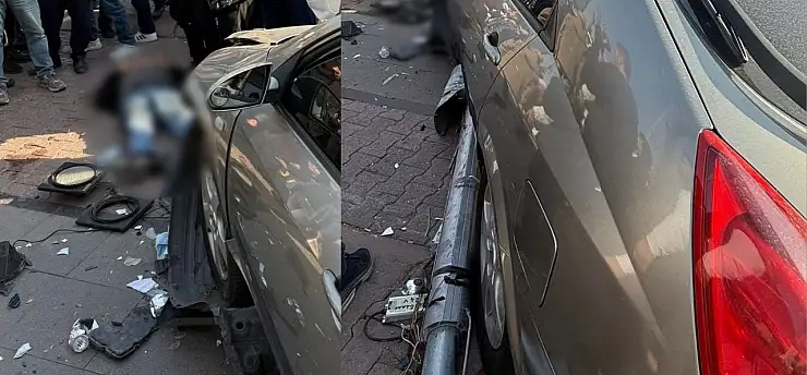 Kayseri'de çarpışan 2 otomobil yayaların arasına daldı