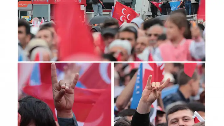 AK Parti mitinginde 3 hilalli bayrak ve 'Bozkurt' işareti dikkat çekti