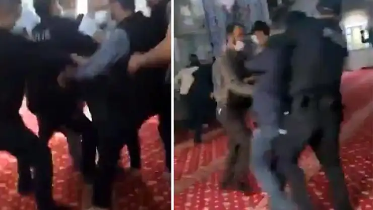 CAMİ İÇERİSİNDE KOLLUK KUVVETLERİ İLE VATANDAŞLAR BİRBİRİNE GİRDİ