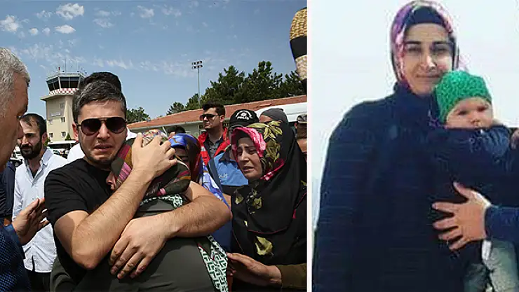 Eşinin ve oğlunun tabutunu gözyaşlarıyla uğurladı