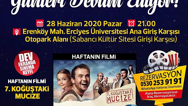 Melikgazi'de 'Arabalı Sinema' için siz de yerinizi alın