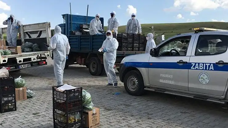 PINARBAŞI BELEDİYESİ'NDEN KARANTİNADAKİ MAHALLEYE ERZAK YARDIMI