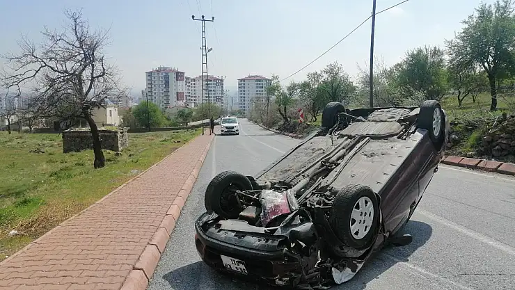 TAKLA ATAN OTOMOBİLDEN BURNU BİLE KANAMADAN KURTULDU