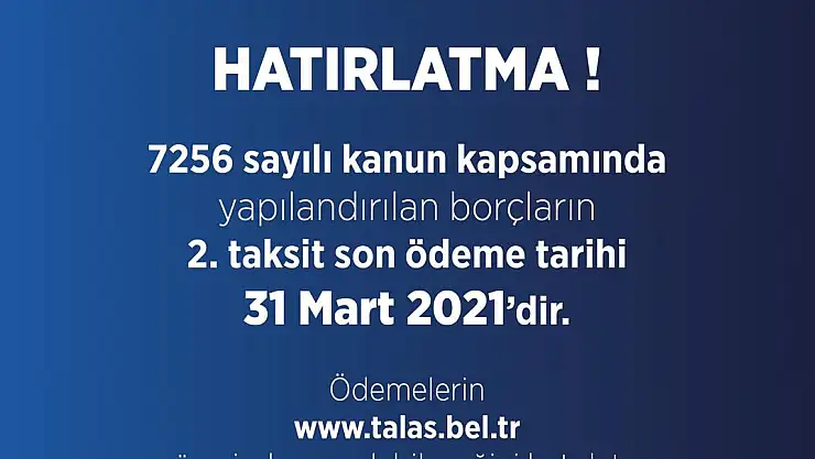 YAPILANDIRMA 2. TAKSİTTE SON GÜNLER