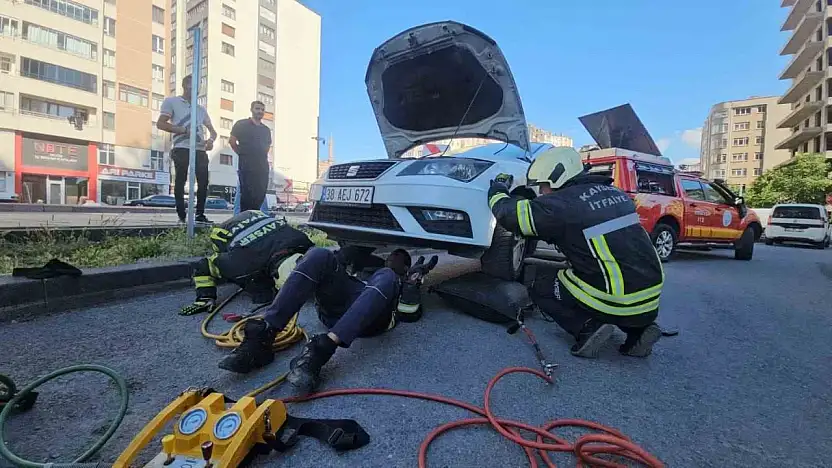 Araçta göründükten sonra kaybolan yılan araç sahibinin evinin önünde ortaya çıktı