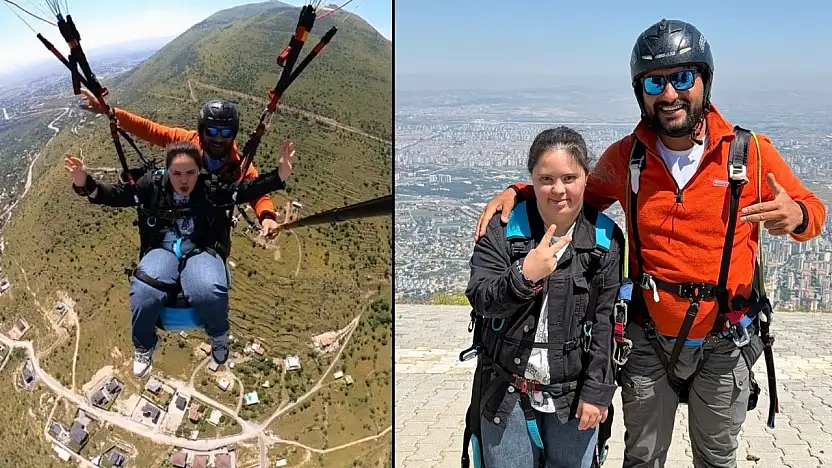 Down sendromlu Zekiye'nin yamaç paraşütü hayali gerçek oldu