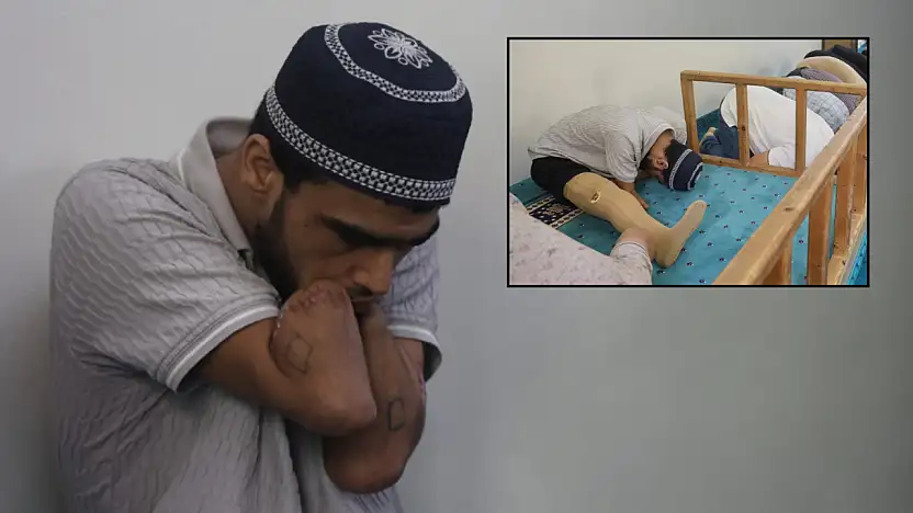 Kollarını ve bacağını kaybeden genç, ibadet ederek yaşama tutundu