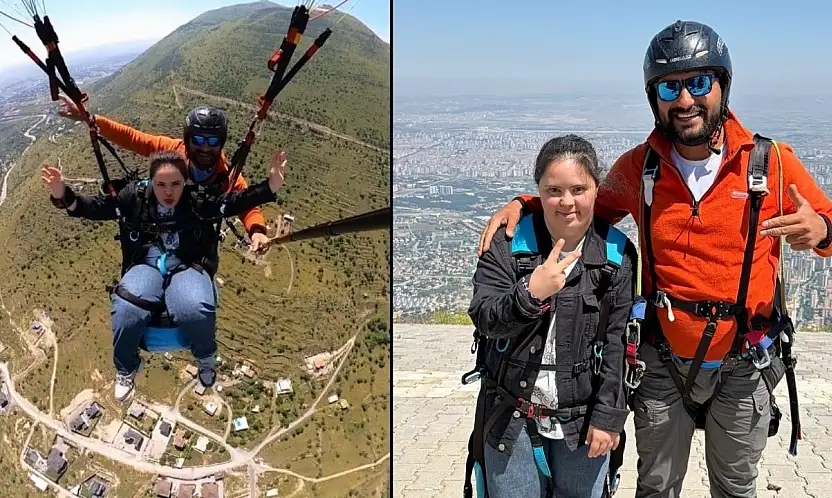 Down sendromlu Zekiye'nin yamaç paraşütü hayali gerçek oldu