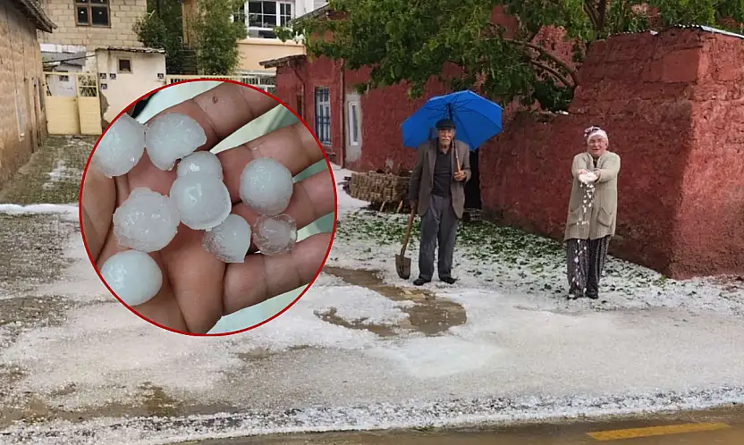Kayseri'de o ilçeye ceviz büyüklüğünde dolu yağdı